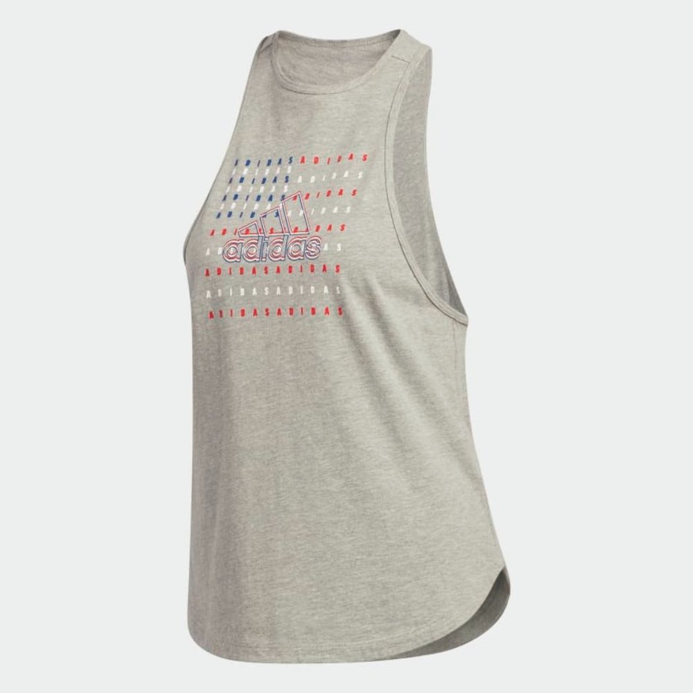 Adidas USA Patriotic Americana Flag Heather Gray Tank Top Multiple Sizes NWT